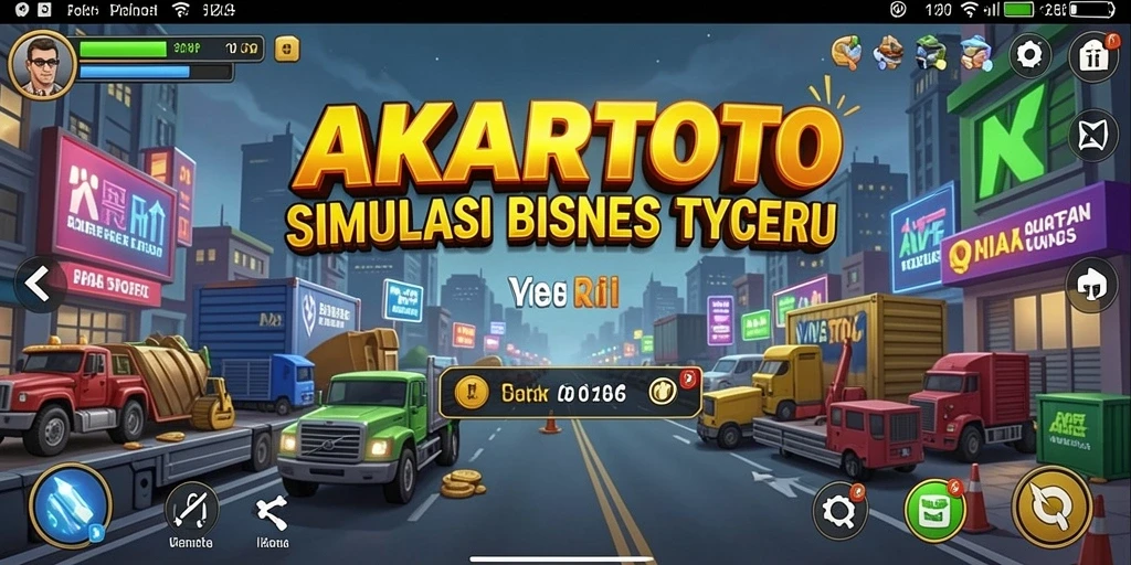 Gameplay menegangkan dengan berbagai strategi bisnis di AKARTOTO.