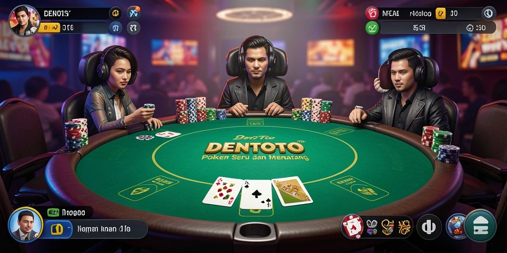 Screenshot gameplay DENTOTO yang menampilkan aksi seru permainan Poker.