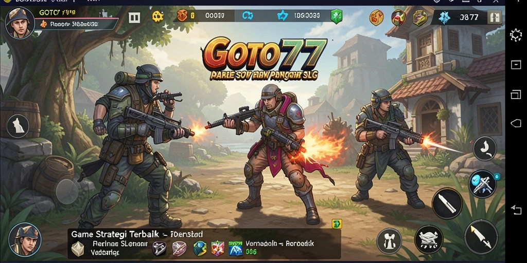 Tangkapan layar GOTO77 menampilkan aksi pertempuran strategi yang seru.