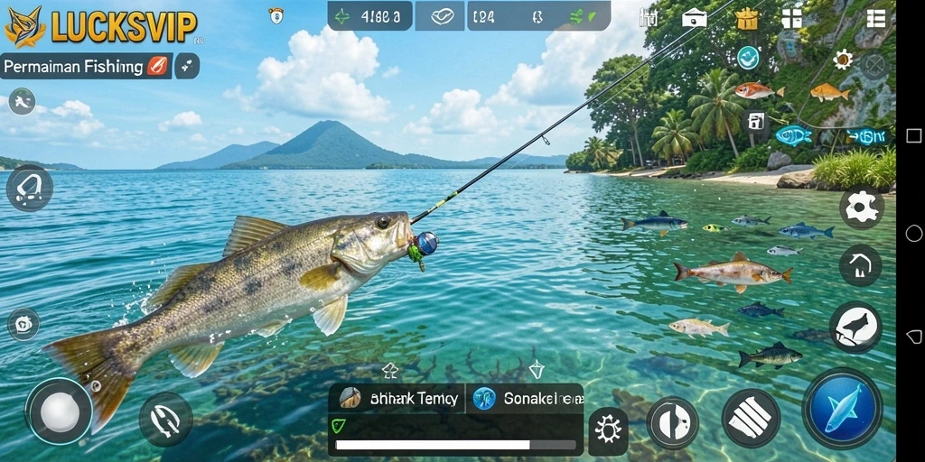 Screenshot gameplay LUCKSVIP yang menunjukkan keseruan memancing ikan.