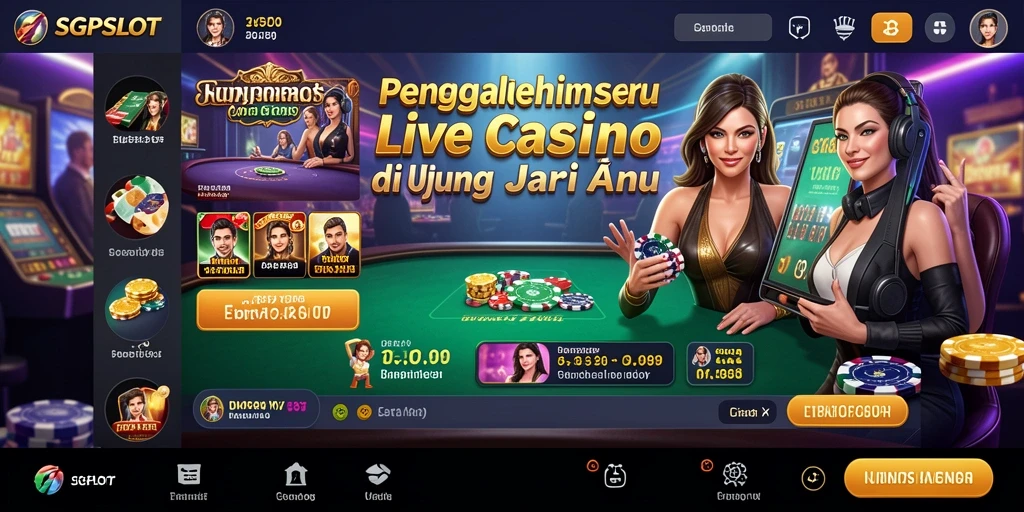 Screenshot gameplay SGPSLOT menampilkan dealer langsung yang sedang berinteraksi dengan pemain.