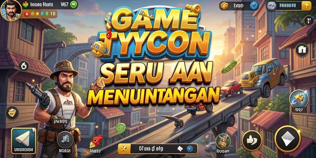 Tangkapan layar utama W67 menampilkan gameplay Tycoon yang menarik.