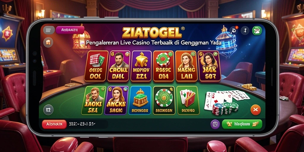 Screenshot ZIATOGEL menampilkan dealer profesional dan permainan langsung yang mengasyikkan.